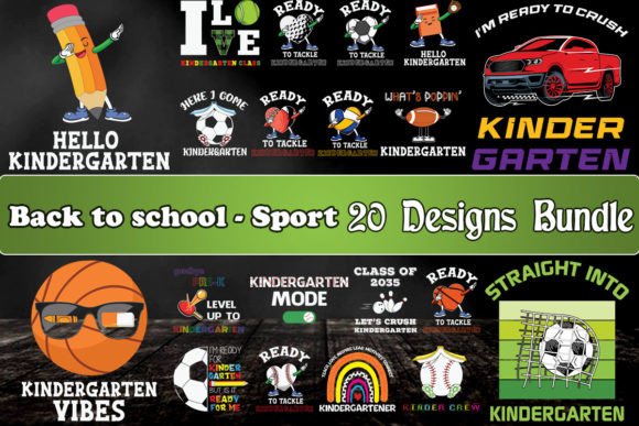 Back to School Sport Kindergarten Bundle Gráfico Plantillas de Impresión Por Litewort