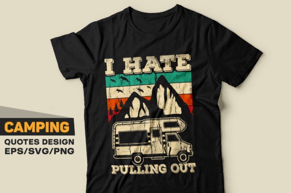 I Hate, Camping T-Shirt Design SVG Illustration Designs de T-shirts Par Mi_Miraz