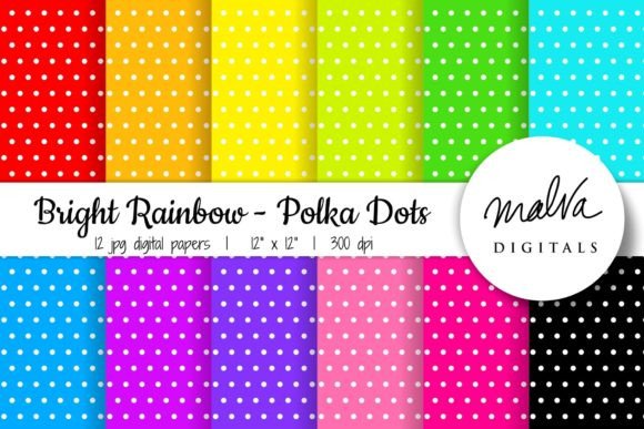 Bright Rainbow Small Polka Dots Graphic Patterns By MalvaDigitals