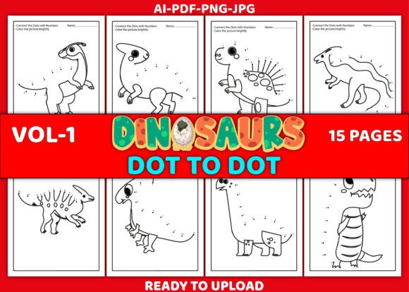 Dinosaur Dot to Dot for Kids Vol-1 Graphic Coloring Pages & Books Kids By Simran Store