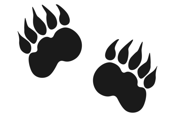 Bear Trail Icon. Two Paw Black Silhouett Gráfico Ilustraciones Imprimibles Por ladadikart