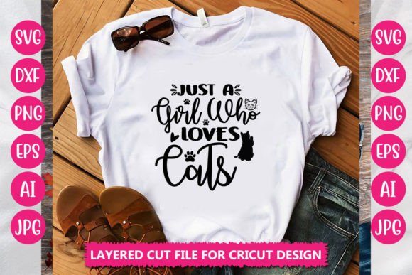 Just a Girl Who Loves Cats SVG Gráfico Manualidades Por DesignAdda