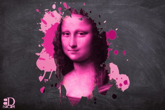Mona Lisa Masterpiece Pink Sublimation Afbeelding Afdrukbare Illustraties Door BDSign