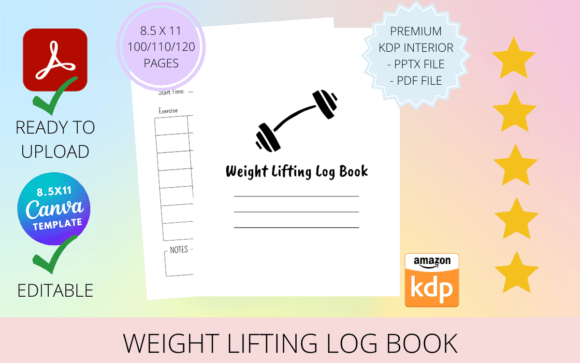 Weight Lifting Log Book KDP Interior Graphic KDP Interiors By ProDesigner21