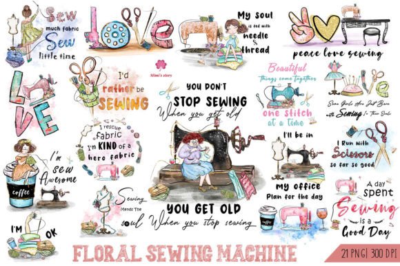 Floral Sewing Machine Sublimation Bundle Graphic Crafts By Mimi's story