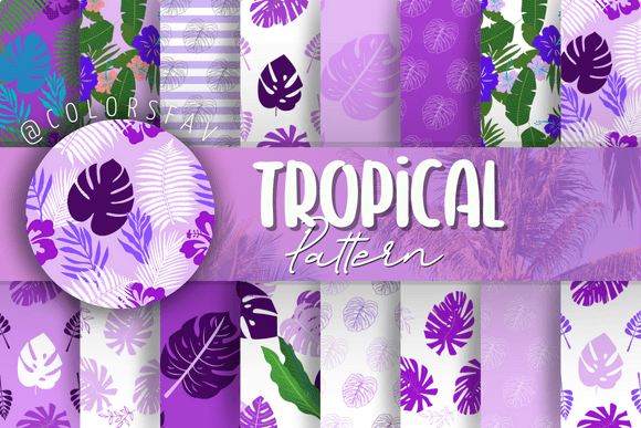 Purple Tropical Seamless Patterns Bundle Graphic Patterns By ColorsFav