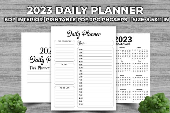2023 Daily Planner Printable Graphic KDP Interiors By MRK STUDIO