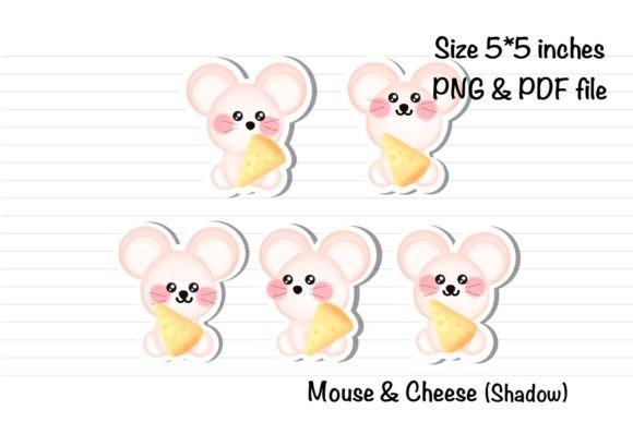 Mouse & Cheese Sticker & Memo Pad Afbeelding Afdrukbare Illustraties Door SPsweet