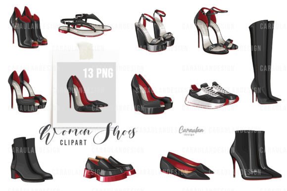 High Heels, Fashion Women Shoes Graphic Illustrations By CaraulanDesign