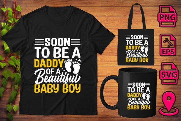 Soon to Be a Daddy for Baby Boy T Shirt Grafica Modelli di Stampa Di Merch trends