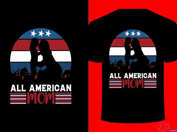 All American Mom Illustration Designs de T-shirts Par Rashida Store