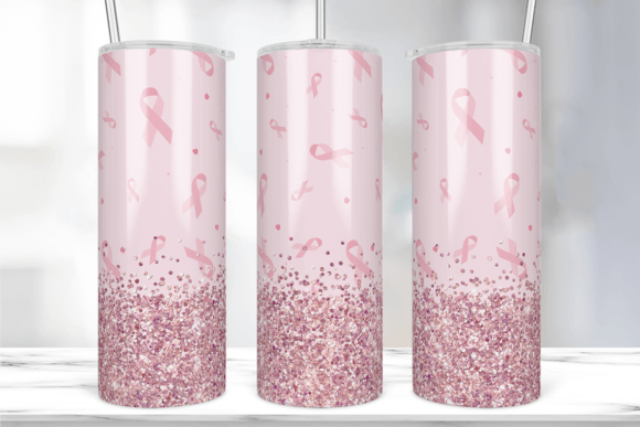 Breast Cancer Glitter Pink Tumbler Wrap Graphic Print Templates By Marshall Designs