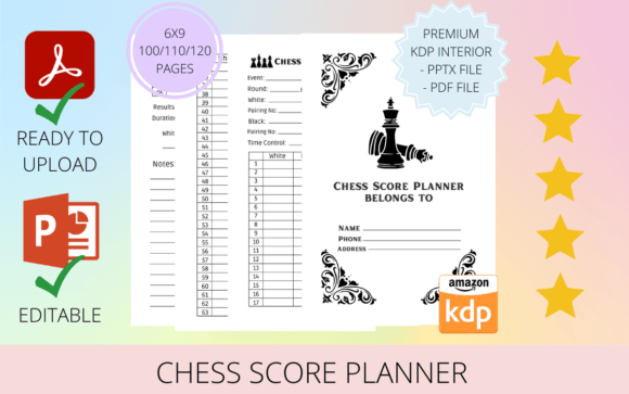 Chess Score Planner KDP Interior Graphic KDP Interiors By ProDesigner21