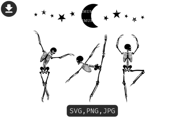 Dancing Skeletons Halloween Svg Illustration Illustrations Imprimables Par nuttanun.runto
