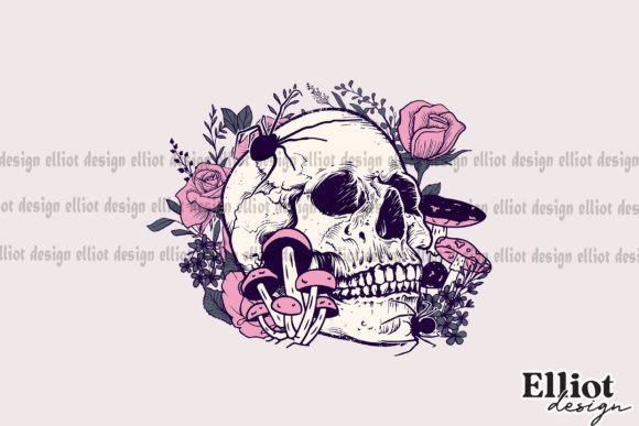 Goth Skull Roses Sublimation Graphic Crafts By Elliot Design