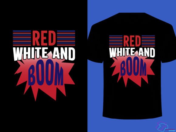 Red White and Boom Graphic T-shirt Designs By Rashida Store