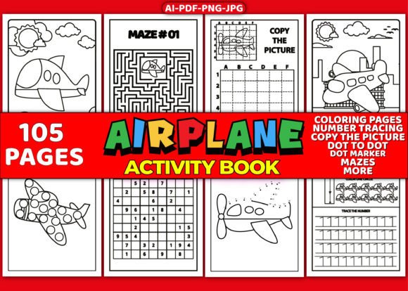 Airplane Activity Book for Kids Vol-1 Graphic Coloring Pages & Books Kids By Simran Store