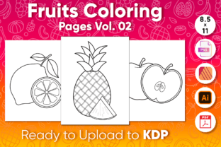 Fruits Coloring Pages Vol.2 Kdp Interior Graphic Coloring Pages & Books Kids By OussMania 1