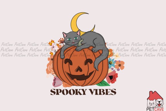 Spooky Vibes Cat Sublimation Gráfico Plantillas de Impresión Por Pet Cave