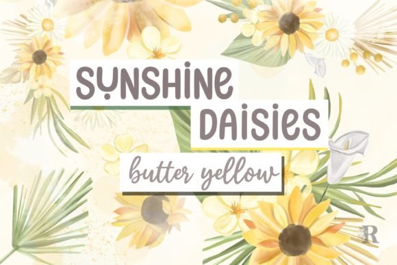 Sunshine Daisies Butter Yellow Clipart Graphic Illustrations By RachelArtStudio