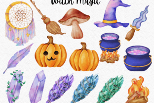 Witch Magic Watercolor Digital Clipart Graphic Illustrations By Akiravilla 3