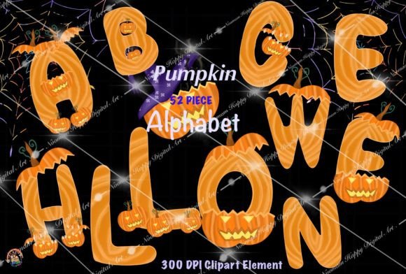 Halloween Alphabet Pumpkin Letter Clipar Graphic Crafts By Noomam Happy digital Art