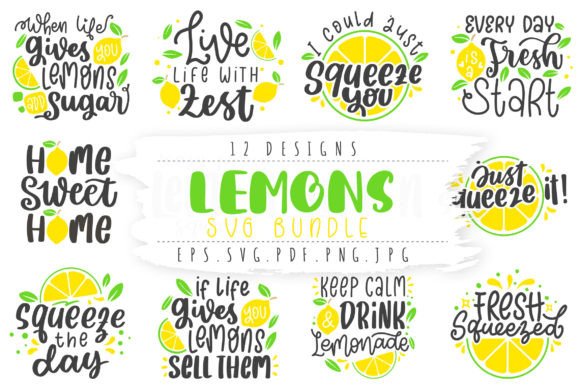 Lemons Quotes SVG Bundle Gráfico Manualidades Por dapiyupi