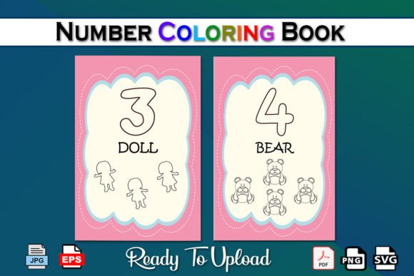Number Coloring Book 3,4 Gráfico Palavras-chave do KDP Por Cave Creative