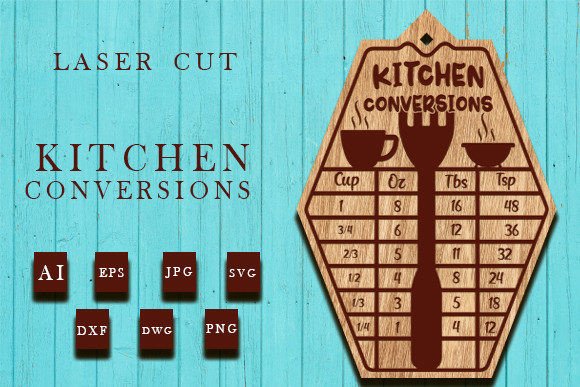 Laser Cut Kitchen Conversions Chart Gráfico SVG 3D Por Art Hub
