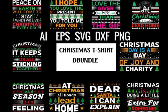 Christmas T-shirt Bundle Design Graphic Print Templates By Jagobandhugraphics