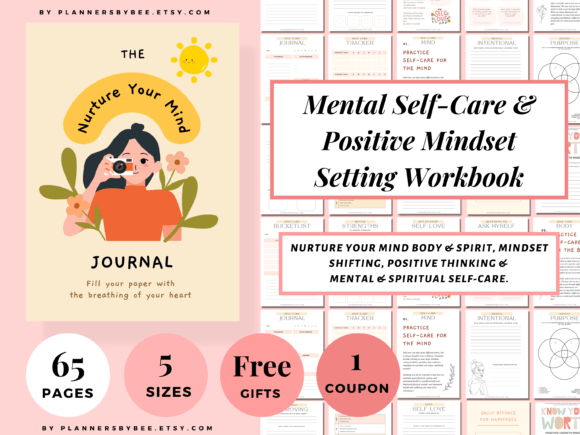 Mental Health Self-Care Planner Growth Graphic Print Templates By PlannersByBee