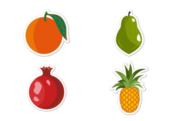 Sticker Set of Different Fruits Grafik Vorschule Von makhondesign