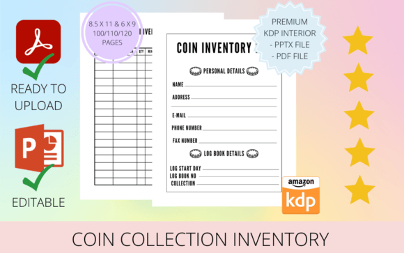Coin Collection Inventory Logbook KDP Gráfico Interiores KDP Por ProDesigner21