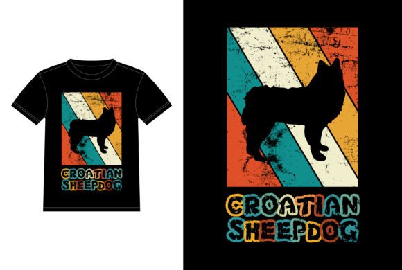 Funny Croatian Sheepdog Vintage T-shirt Illustration Designs de T-shirts Par T-Shirt Empire
