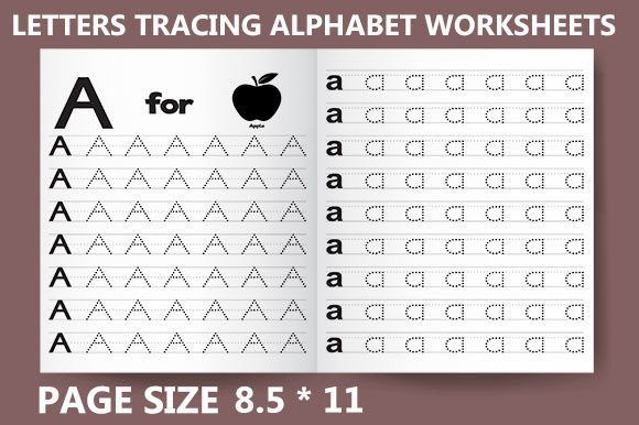 Letters Tracing Alphabet Worksheets Illustration Feuilles de Travail et Matériel d'Enseignement Par Design Store