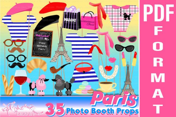 PRINTABLE Paris Photo Booth Props Graphic Crafts By paperart.bymc