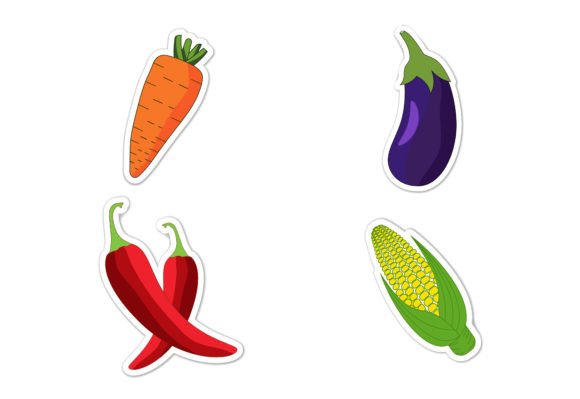 Sticker Set of Different Vegetables, Gráfico Infantil Por makhondesign