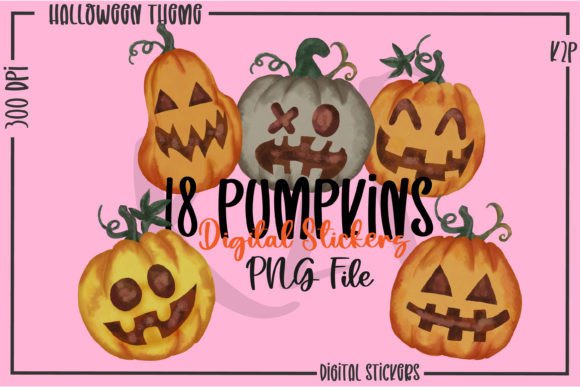 Cute Pumpkins Face Clipart PNG Files Graphic Illustrations By pagzin