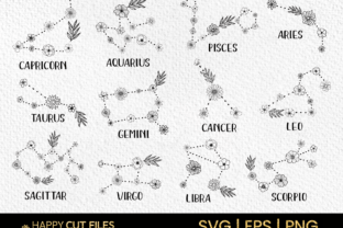 Floral Zodiac Signs Astrology Svg Flower Graphic Crafts By happycutfiles 1