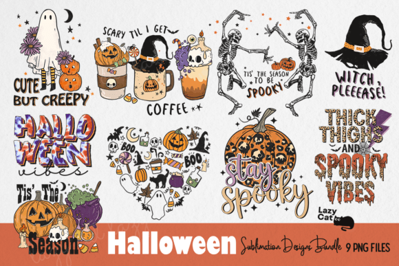 Halloween PNG Sublimation Bundle Graphic Crafts By Lazy Cat