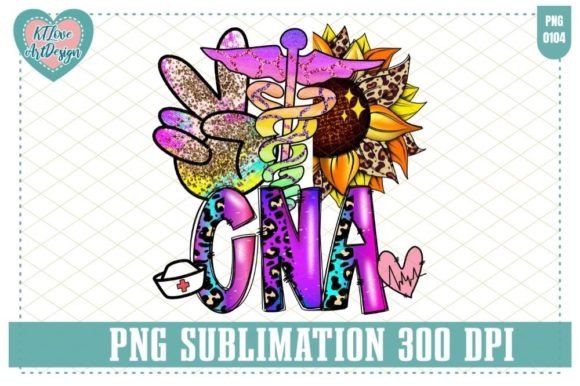 Peace Love CNA, Purple Nurse PNG Graphic Print Templates By KTLoveArtDesign