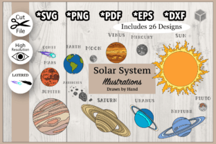 Realistic Solar System Planets Color Graphic Illustrations By TDFcrafty 1