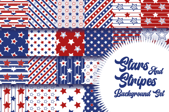 Stars and Stripes Background Seamless Pattern Set Kits & Sets Arquivo de corte de artesanato Por Creative Fabrica Crafts