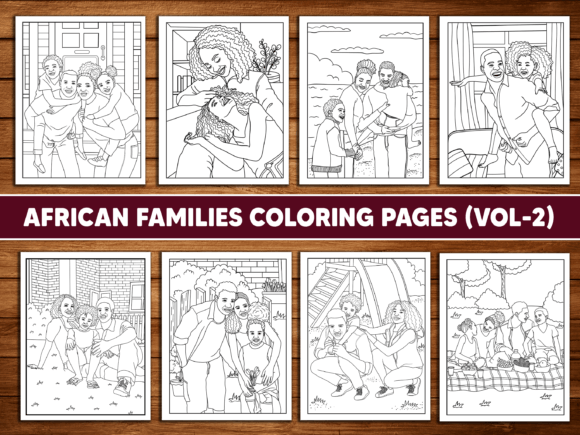 Happy African Families Coloring Page Graphic Coloring Pages & Books Adults By Sassyart66