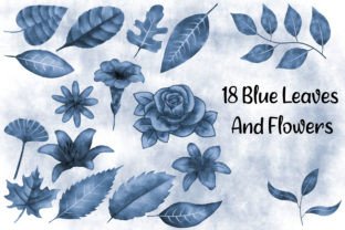 Blush and Blue Leaves Florals Watercolor Gráfico Ilustraciones Imprimibles Por Rextore 3