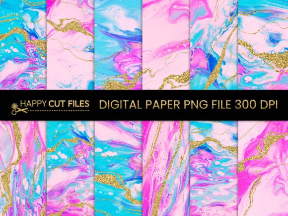 Gold Rainbow Marble Digital Paper Graphic Textures By happycutfiles
