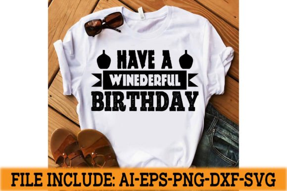Have a Winederful Birthday Grafica Design di T-shirt Di design ArT