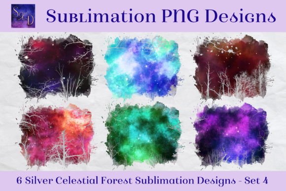 Sublimation - Silver Celestial Set 4 Graphic Crafts By SapphireXDesigns