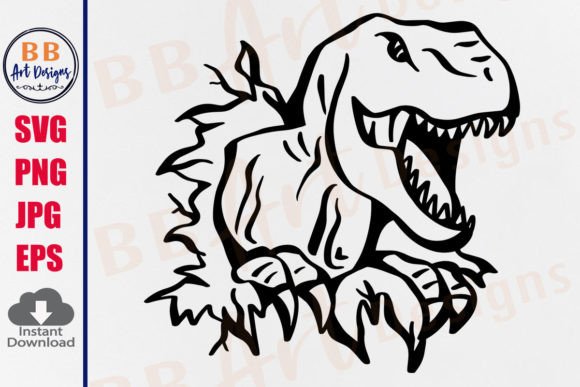 T-Rex Dinosaur SVG PNG Dino Wall Scratch Graphic Print Templates By BB Art Designs