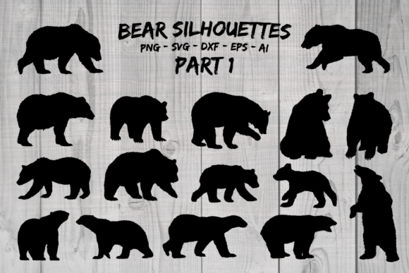 Bear Silhouettes SVG - Bear Vector & PNG Grafica Creazioni Di SeaquintDesign
